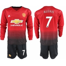 2018-19 Manchester United 7 ALEXIS Home Long Sleeve Soccer Jersey