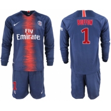 2018-19 Paris Saint-Germain 1 BUFFON Home Long Sleeve Soccer Jersey