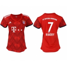 2018-19 Bayern Munich 7 RIBERY Home Women Soccer Jersey