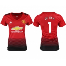 2018-19 Manchester United 1 DE GEA Home Women Soccer Jersey