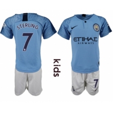 2018-19 Manchester City 7 STERLING Home Youth Soccer Jersey