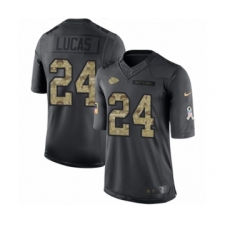 Men's Nike Kansas City Chiefs #24 Jordan Lucas Limited Black 2016 Salute to Service NFL Jersey