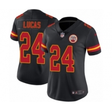 Women's Nike Kansas City Chiefs #24 Jordan Lucas Limited Black Rush Vapor Untouchable NFL Jersey