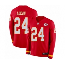 Youth Nike Kansas City Chiefs #24 Jordan Lucas Limited Red Therma Long Sleeve NFL Jersey