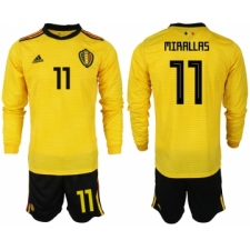 Belgium 11 MIRALLAS Away 2018 FIFA World Cup Long Sleeve Soccer Jersey