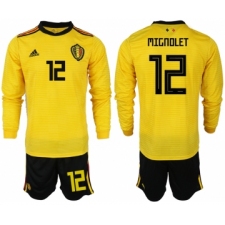 Belgium 12 MIGNOLET Away 2018 FIFA World Cup Long Sleeve Soccer Jersey