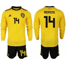 Belgium 14 MERTENS Away 2018 FIFA World Cup Long Sleeve Soccer Jersey