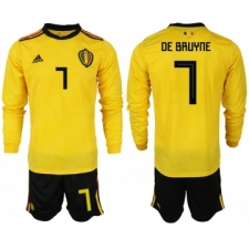 Belgium 7 DE BRUYNE Away 2018 FIFA World Cup Long Sleeve Soccer Jersey