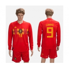 Belgium 9 LUKAKU Home 2018 FIFA World Cup Long Sleeve Soccer Jersey
