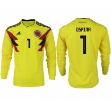 Colombia 1 OSPINA Home 2018 FIFA World Cup Long Sleeve Thailand Soccer Jersey