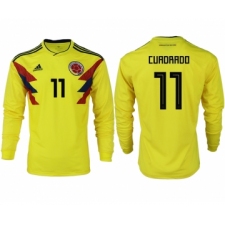 Colombia 11 CUADRADO Home 2018 FIFA World Cup Long Sleeve Thailand Soccer Jersey