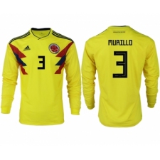 Colombia 3 MURILLO Home 2018 FIFA World Cup Long Sleeve Thailand Soccer Jersey