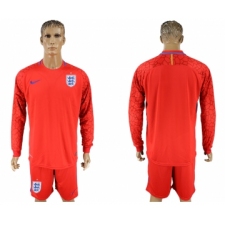 England Red Goalkeeper 2018 FIFA World Cup Long Sleeve Soccer Jersey