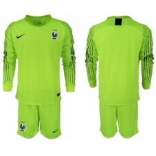 France 2018 FIFA World Cup Fluorescent Green Goalkeeper Long Sleeve Soccer Jersey