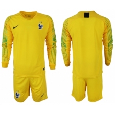 France 2018 FIFA World Cup Yellow Goalkeeper Long Sleeve Soccer Jersey