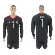 Germany 1 NEUER Black Goalkeeper 2018 FIFA World Cup Long Sleeve Soccer Jersey