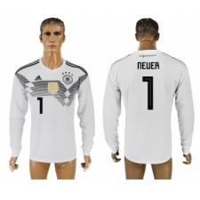 Germany 1 NEUER Home 2018 FIFA World Cup Long Sleeve Thailand Soccer Jersey