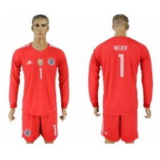 Germany 1 NEUER Red Goalkeeper 2018 FIFA World Cup Long Sleeve Soccer Jersey