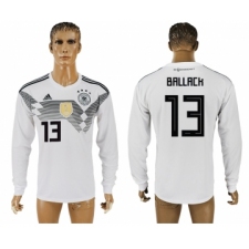 Germany 13 BALLACK Home 2018 FIFA World Cup Long Sleeve Thailand Soccer Jersey