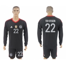 Germany 22 TER STEGEN Black Goalkeeper 2018 FIFA World Cup Long Sleeve Soccer Jersey