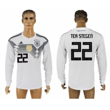 Germany 22 TER STEGEN Home 2018 FIFA World Cup Long Sleeve Thailand Soccer Jersey