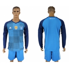 Germany Lake Blue Goalkeeper 2018 FIFA World Cup Long Sleeve Soccer Jersey