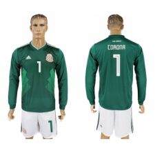 Mexico 1 CORONA Home 2018 FIFA World Cup Long Sleeve Soccer Jersey