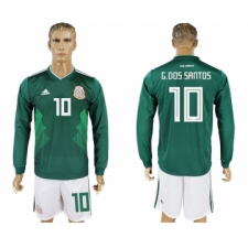 Mexico 10 G.DOS SANTOS Home 2018 FIFA World Cup Long Sleeve Soccer Jersey