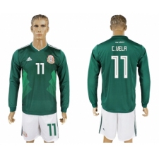 Mexico 11 C.VELA Home 2018 FIFA World Cup Long Sleeve Soccer Jersey