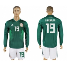 Mexico 19 D.PERALTA Home 2018 FIFA World Cup Long Sleeve Soccer Jersey