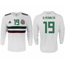 Mexico 19 O.PERALTA Away 2018 FIFA World Cup Long Sleeve Thailand Soccer Jersey