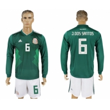 Mexico 6 J.DOS SANTOS Home 2018 FIFA World Cup Long Sleeve Soccer Jersey
