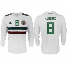 Mexico 8 H. LOZANO Away 2018 FIFA World Cup Long Sleeve Thailand Soccer Jersey