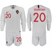 Portugal 20 QUARESMA Away 2018 FIFA World Cup Long Sleeve Soccer Jersey