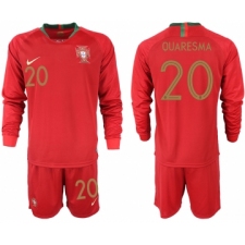 Portugal 20 QUARESMA Home 2018 FIFA World Cup Long Sleeve Soccer Jersey