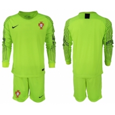 Portugal 2018 FIFA World Cup Fluorescent Green Goalkeeper Long Sleeve Soccer Jersey
