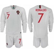Portugal 7 RONALDO Away 2018 FIFA World Cup Long Sleeve Soccer Jersey