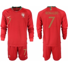 Portugal 7 RONALDO Home 2018 FIFA World Cup Long Sleeve Soccer Jersey