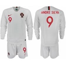 Portugal 9 ANDRE SILVA Away 2018 FIFA World Cup Long Sleeve Soccer Jersey
