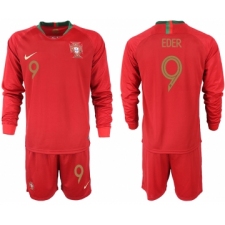 Portugal 9 EDER Home 2018 FIFA World Cup Long Sleeve Soccer Jersey