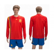 Spain Home 2018 FIFA World Cup Long Sleeve Soccer Jersey