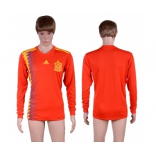 Spain Home 2018 FIFA World Cup Long Sleeve Thailand Soccer Jersey
