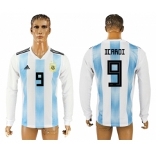rgentina 9 ICARDI Home 2018 FIFA World Cup Long Sleeve Thailand Soccer Jersey