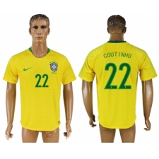 Brazil 22 COUTINHO Home 2018 FIFA World Cup Thailand Soccer Jersey
