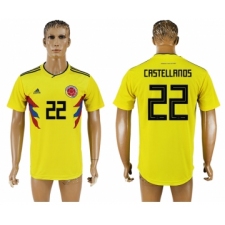Colombia 22 CASTELLANOS Home 2018 FIFA World Cup Thailand Soccer Jersey