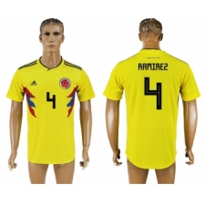 Colombia 4 RAMIREZ Home 2018 FIFA World Cup Thailand Soccer Jersey