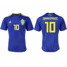 Sweden 10 IBRAHIMOVIC Away 2018 FIFA World Cup Thailand Soccer Jersey
