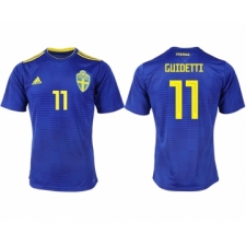 Sweden 11 GUIDETTI Away 2018 FIFA World Cup Thailand Soccer Jersey