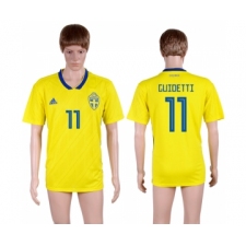 Sweden 11 GUIDETTI Home 2018 FIFA World Cup Thailand Soccer Jersey