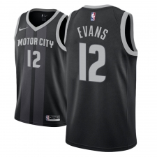 Men NBA 2018-19 Detroit Pistons #12 Keenan Evans City Edition Black Jersey